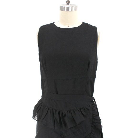 Morgane Le Fay Black Sleeveless Apron Dress Knee Length Sheath Romantic Goth S - Picture 2 of 15